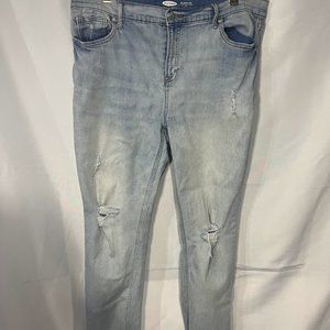 Old Navy The Power Jean Light Denim Distressed Size 16